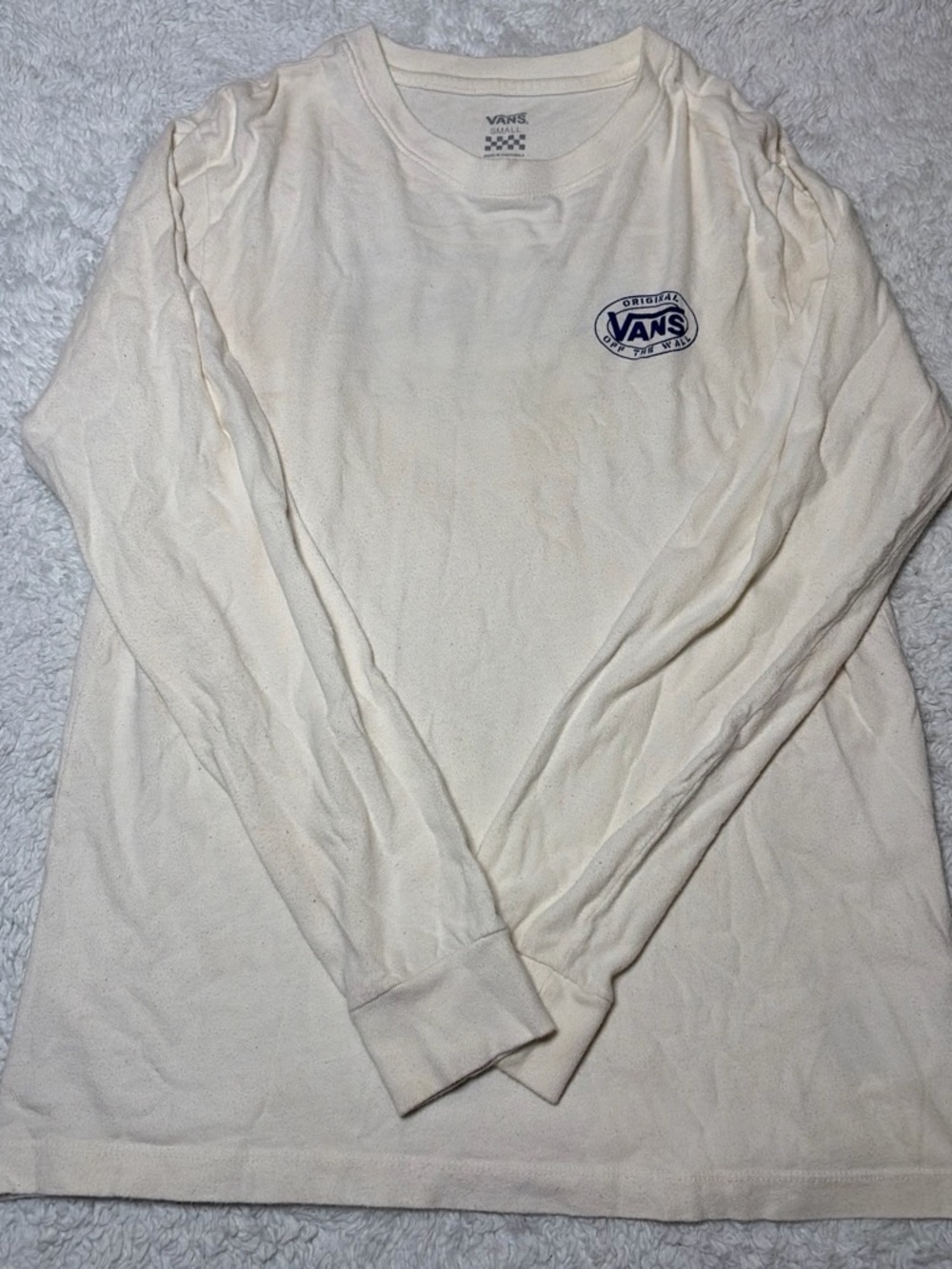 Vans Crewneck Tee in Cream with Navy Logo